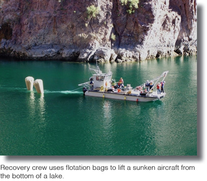Sunken Aircraft Salvage Recovery Barge
